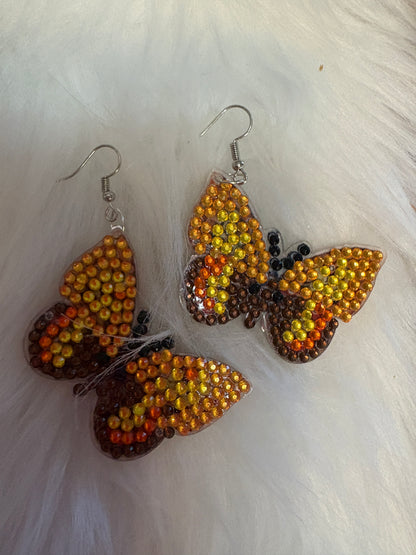 Autumn Glow Diamond Art Butterfly Earrings -19