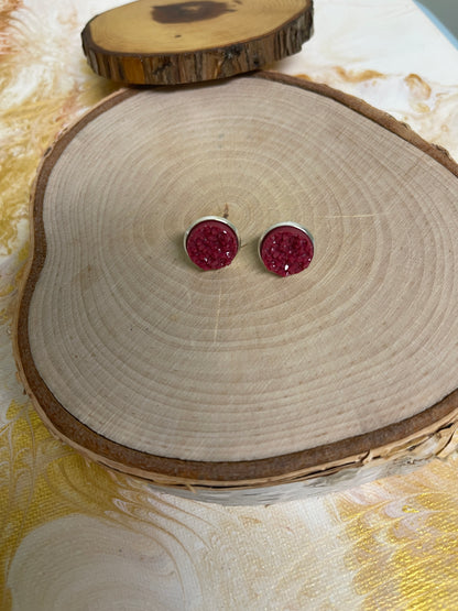 Sparkly Magenta Druzy Stud EarringsPink tiful of LOVE