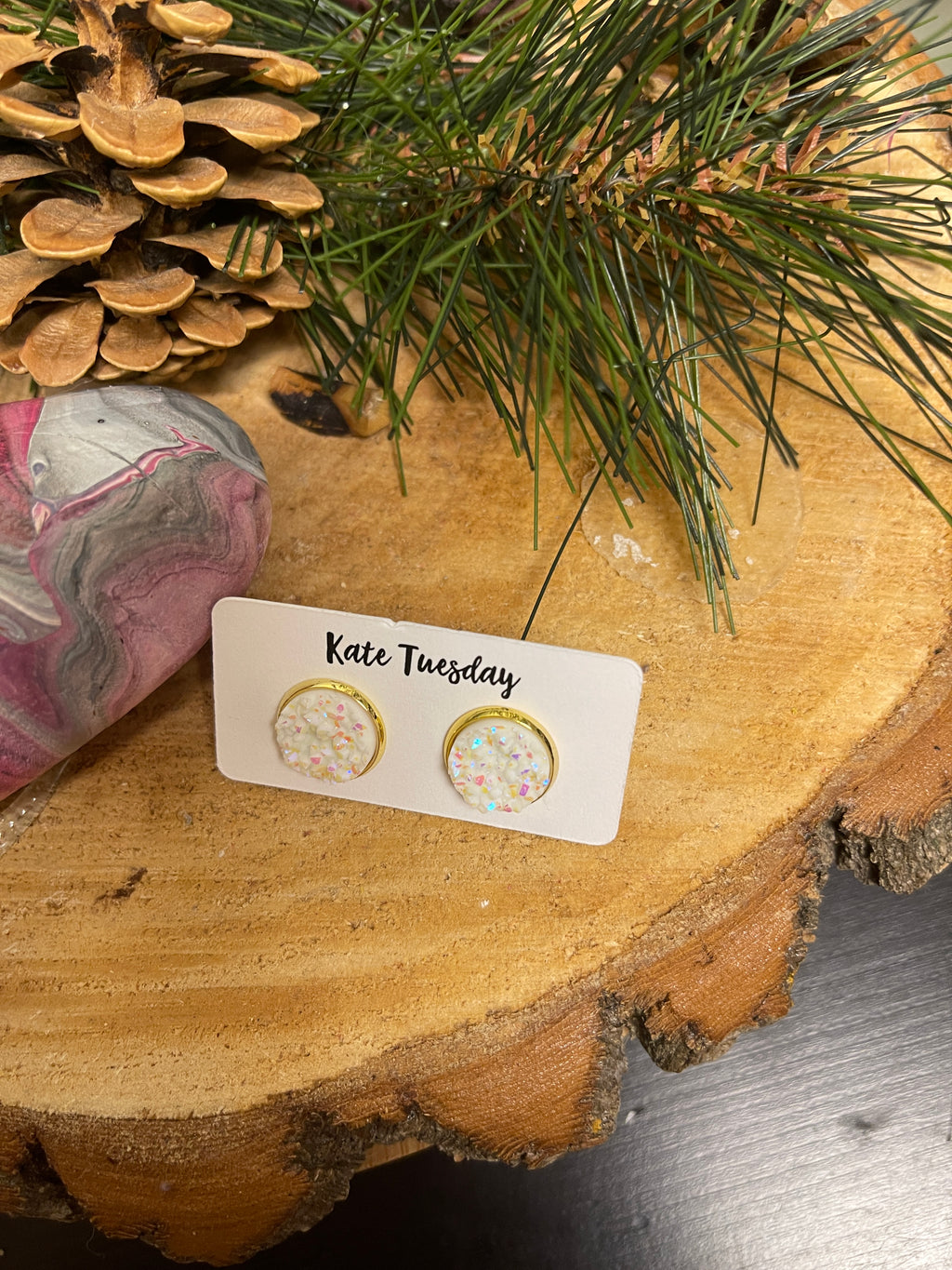 Sparkly Druzy Stud Earrings (3 colors to choose)