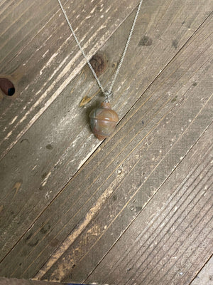 Agate Acorn Pendant on a Silver  chain Necklace-2