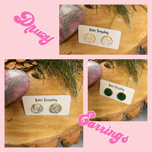 Sparkly Druzy Stud Earrings (3 colors to choose)Pink tiful of LOVE