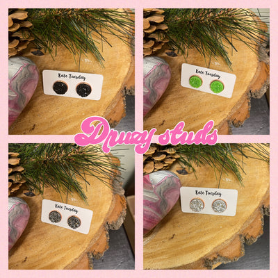 Sparkly Druzy Stud Earrings (4 colors to choose)