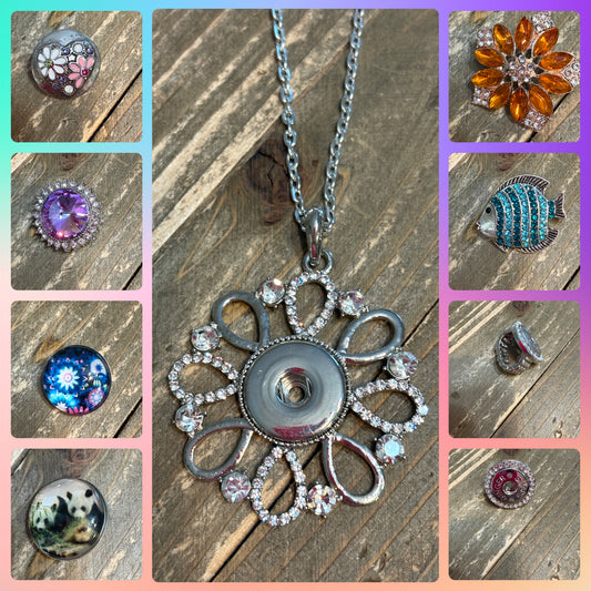 🌸 Snap Jewelry Bundle – Pendant Necklace + 6 Snaps + Bonus Ring