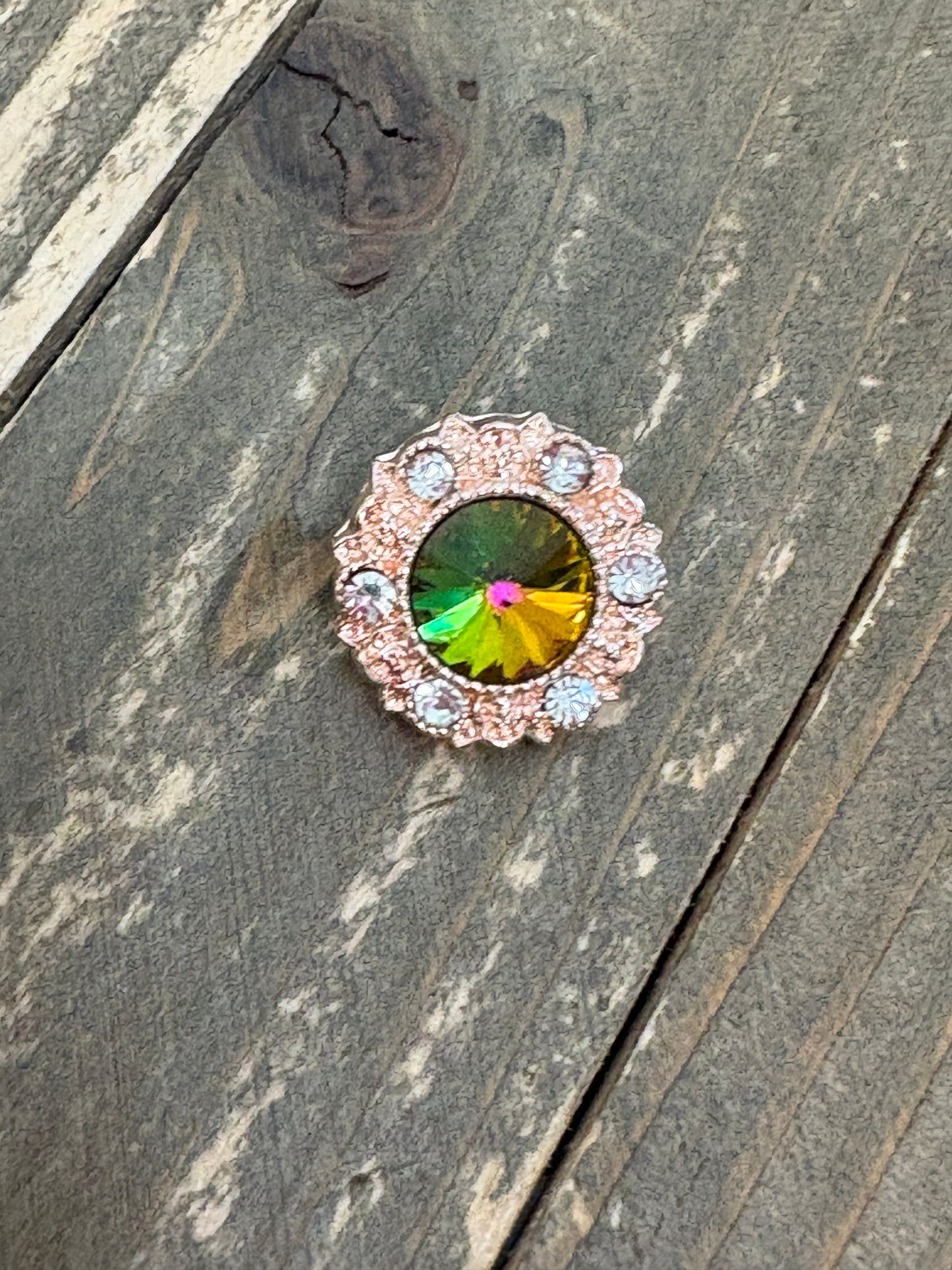 🌹✨ Rose Gold Snap Necklace with Crystal Rainbow Snap Set