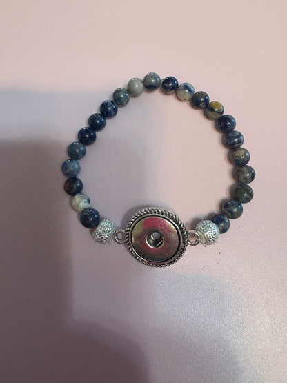 💙✨ Blue Sodalite Round Beaded Stretchy SNAP Bracelet ✨💙