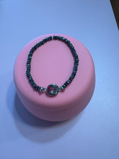 💚✨ Green Dyed Morganite Rondelle Beaded Mini Snap Stretchy Bracelet ✨💚