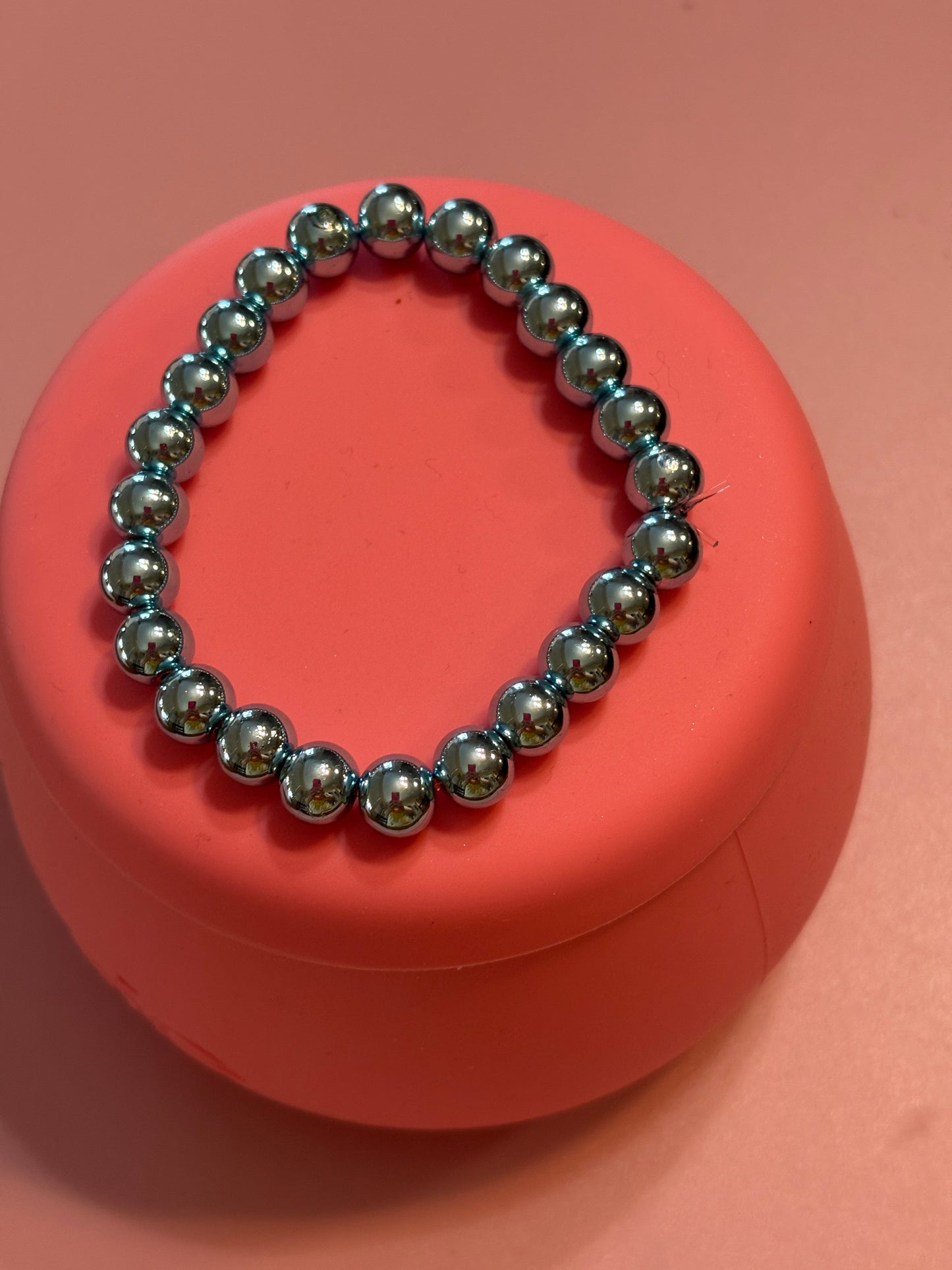 💙✨ Blue Metallic 8mm Beaded Stretchy Bracelet ✨💙
