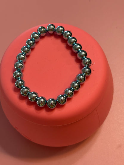 💙✨ Blue Metallic 8mm Beaded Stretchy Bracelet ✨💙