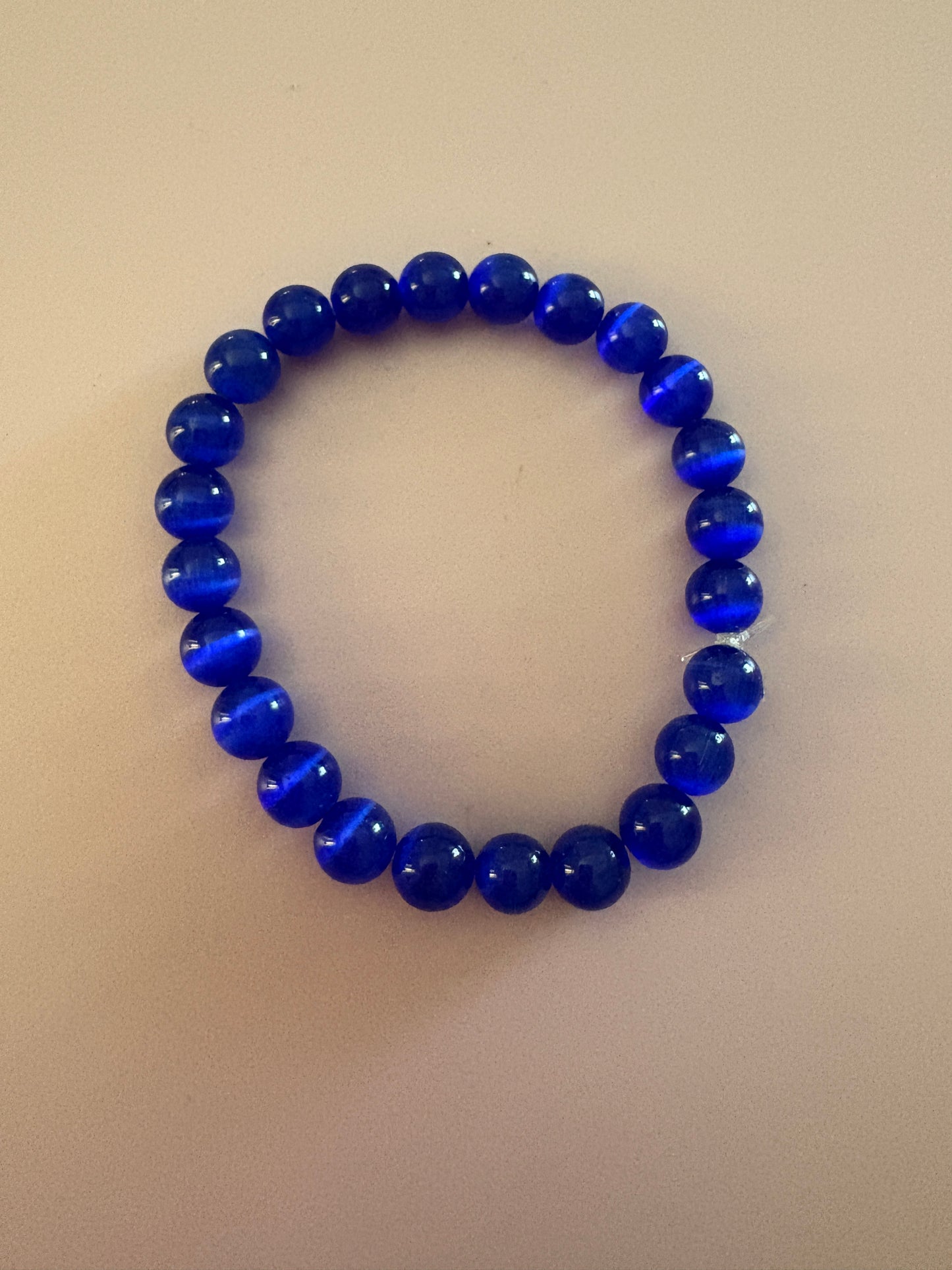 💙✨ Blue Cat's Eye Glass Beaded Stretchy Bracelet ✨💙