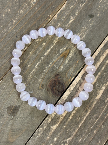✨ Pink Cat's Eye Glass Beaded Stretchy Bracelet ✨
