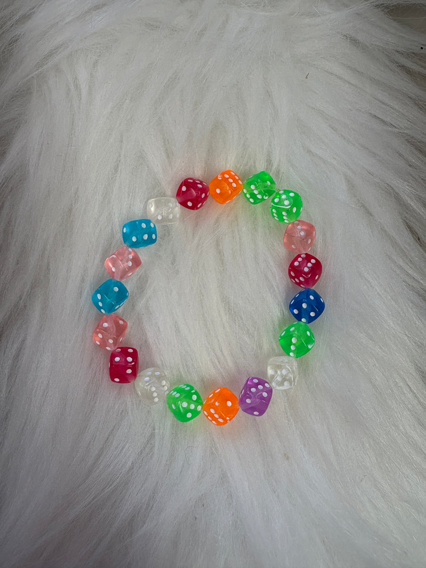 🎲 Multi-Color Translucent Dice Beaded Stretchy Bracelet