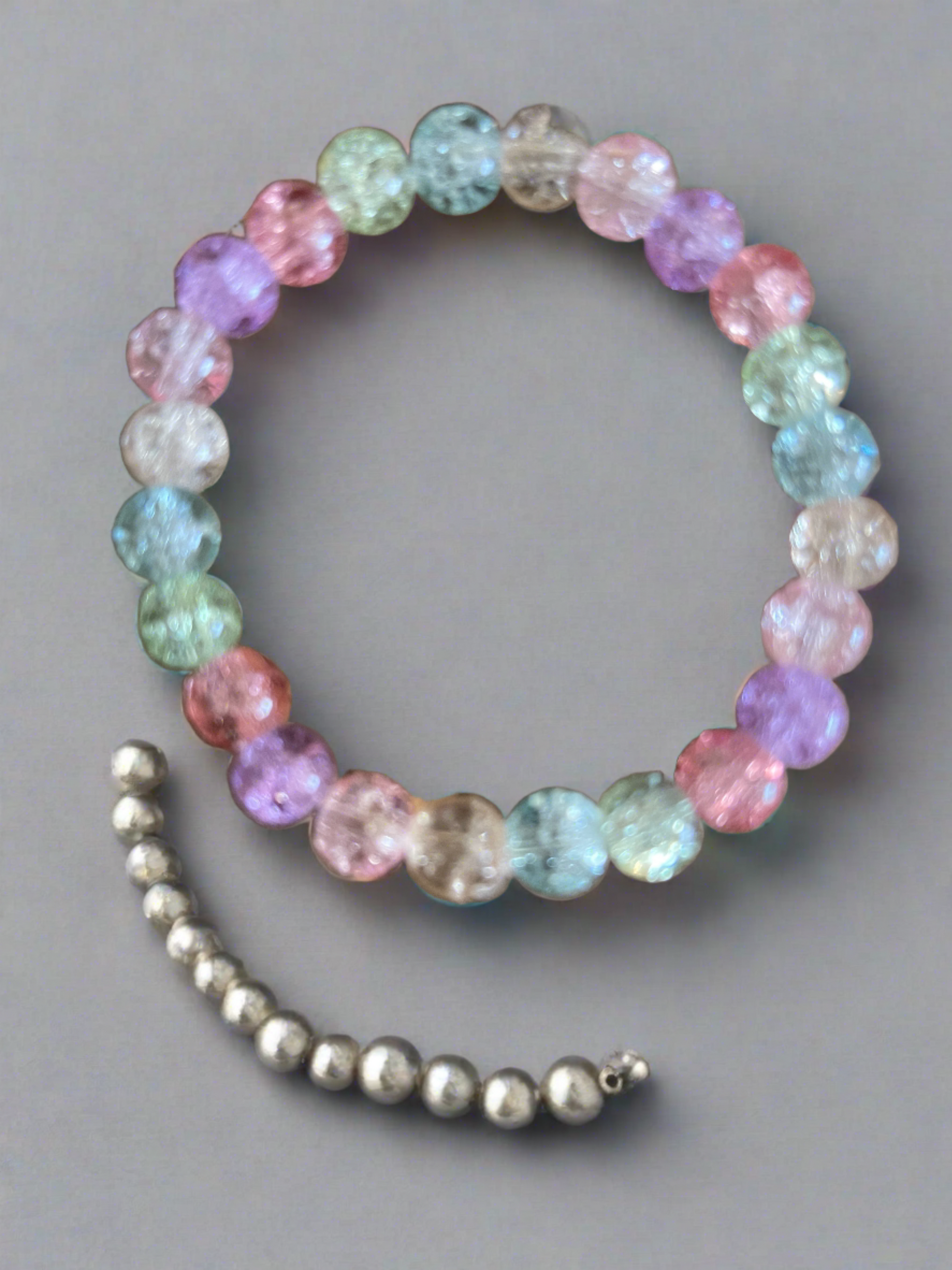Multi-colored Cracked Beaded Stretch braceletPink tiful of LOVE