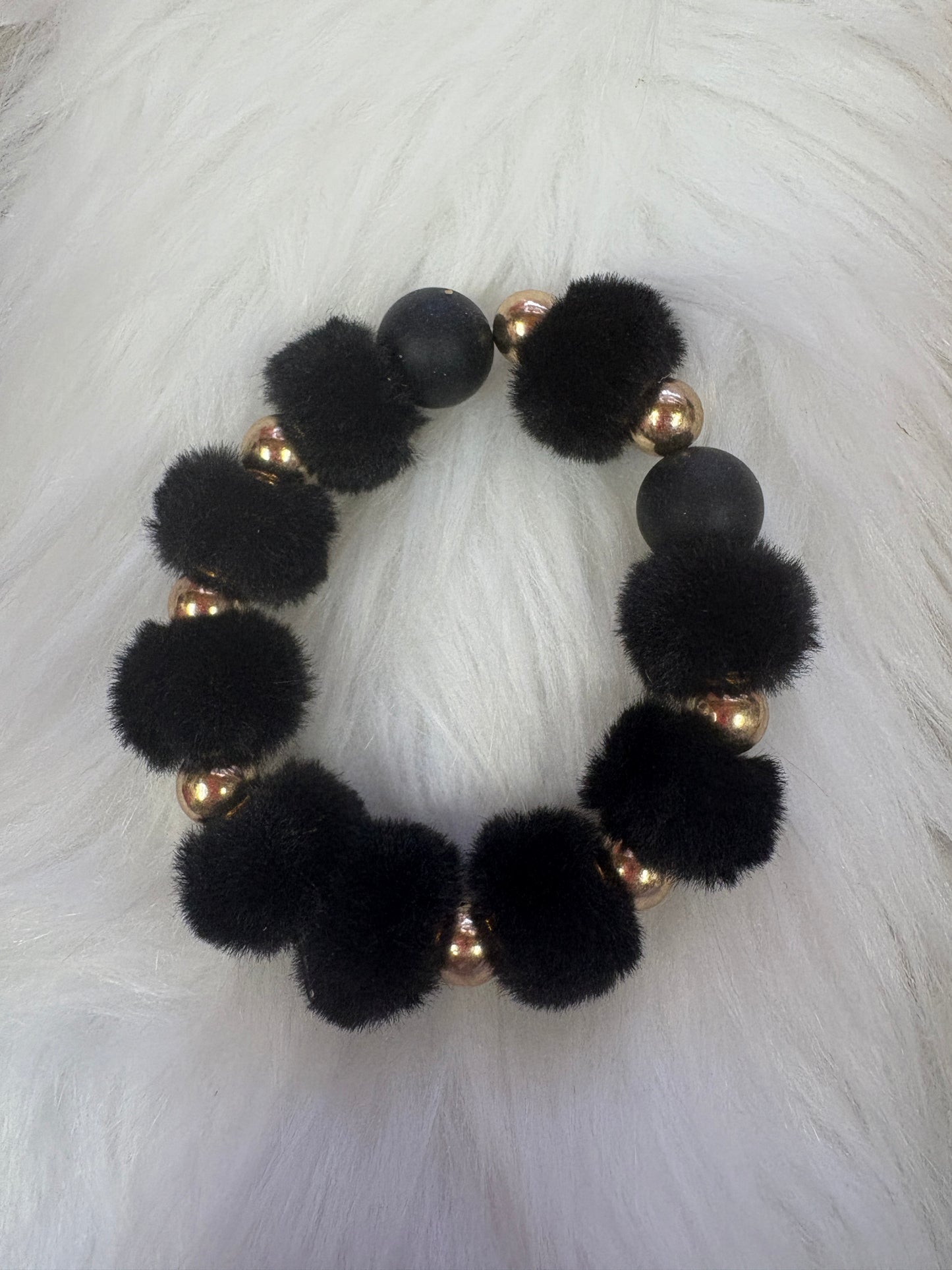Black Fuzzy beaded bracelet