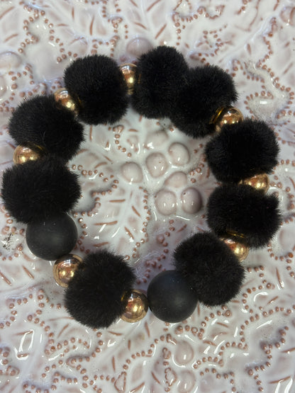 Black Fuzzy beaded bracelet
