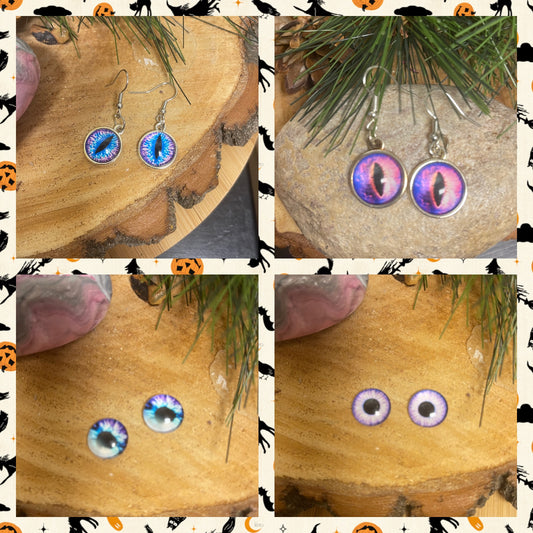 Halloween Eyes-1 Wire and Stud Earrings (4 to choose)Pink tiful of LOVE