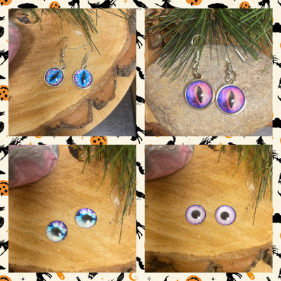 Halloween Eyes-1 Wire and Stud Earrings (4 to choose)