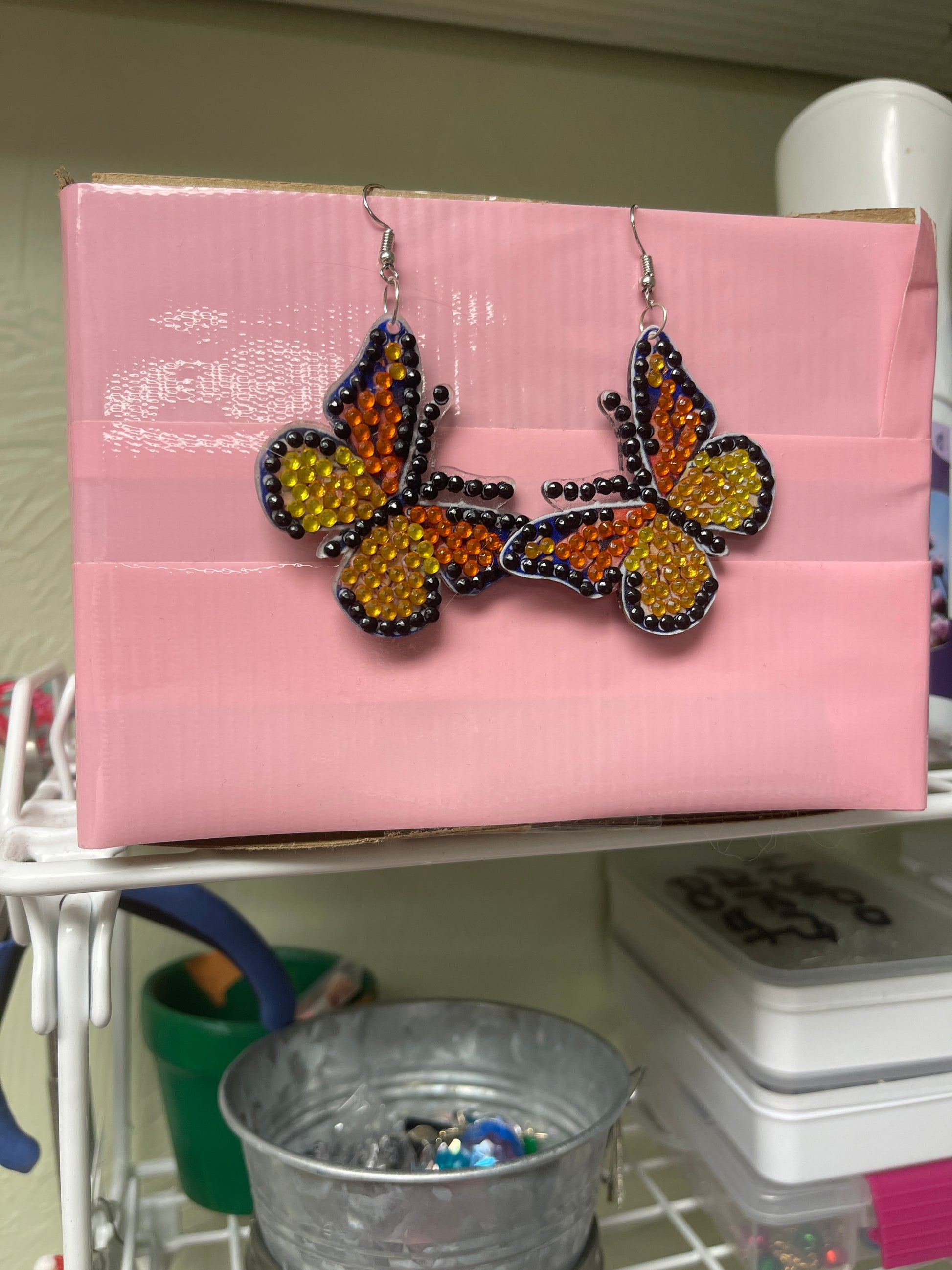 Diamond Painting Butterfly Wire Earrings-14Pink tiful of LOVE