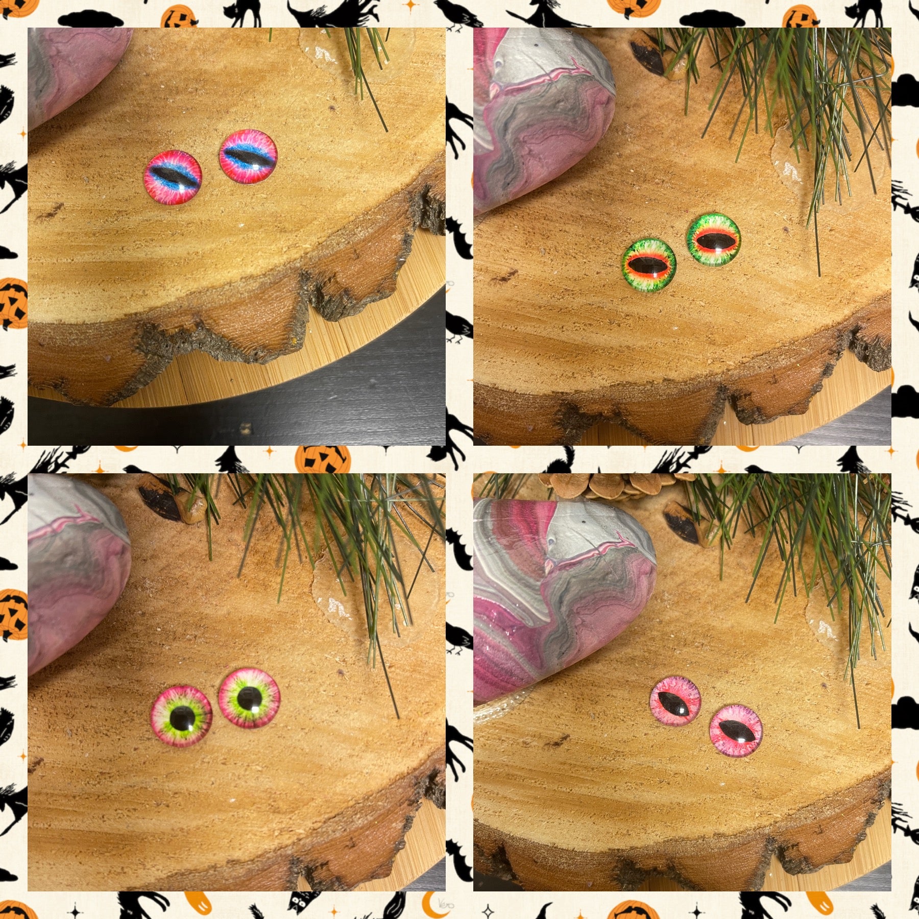 Halloween Eyes-3 Stud  Earrings (4 to choose)Pink tiful of LOVE