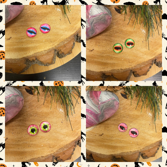 Halloween Eyes-3 Stud  Earrings (4 to choose)Pink tiful of LOVE