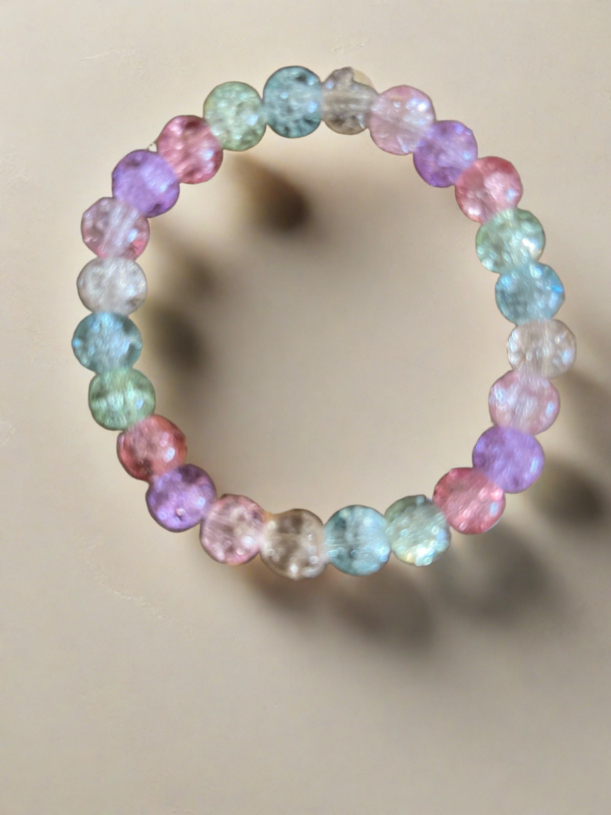Multi-colored Cracked Beaded Stretch braceletPink tiful of LOVE