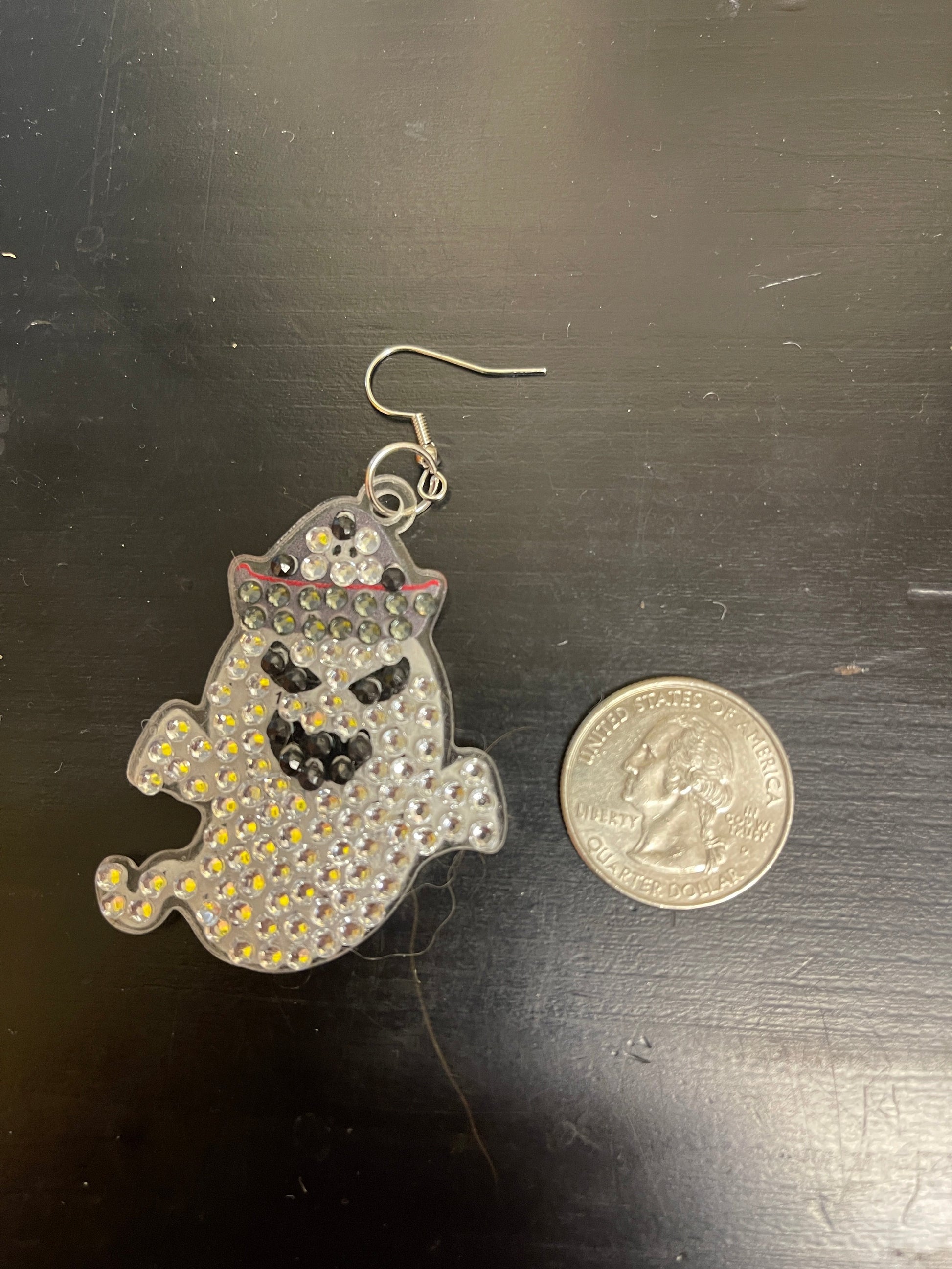 Halloween- Diamond Painting Ghost in Skull Hat Wire Earrings-15Pink tiful of LOVE