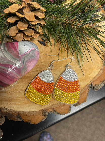 Halloween- Diamond Painting Candy Corn Wire Earrings-17