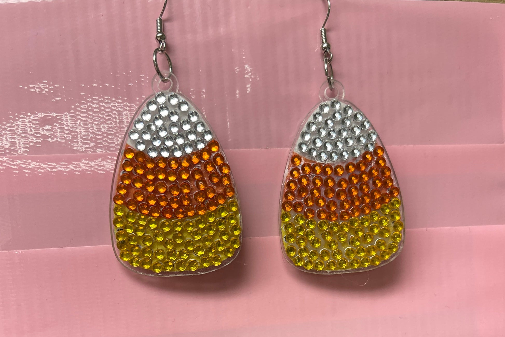 Halloween- Diamond Painting Candy Corn Wire Earrings-17Pink tiful of LOVE