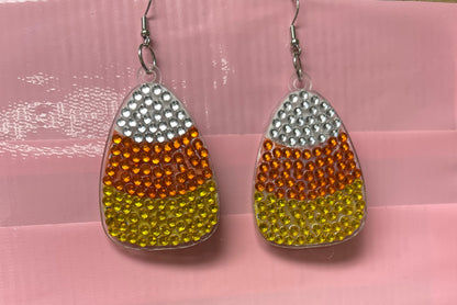 Halloween- Diamond Painting Candy Corn Wire Earrings-17