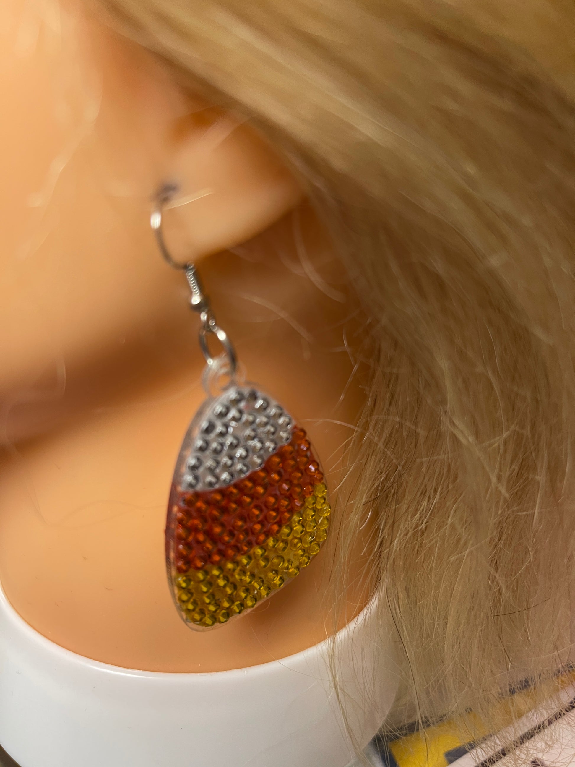 Halloween- Diamond Painting Candy Corn Wire Earrings-17Pink tiful of LOVE
