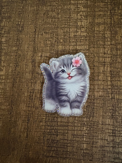 Cute Gray Kitten Emblem – Badge Reel, Brooch, or Tie Tack