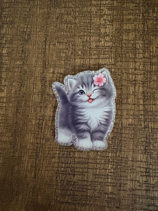 Cute Gray Kitten Emblem – Badge Reel, Brooch, or Tie Tack
