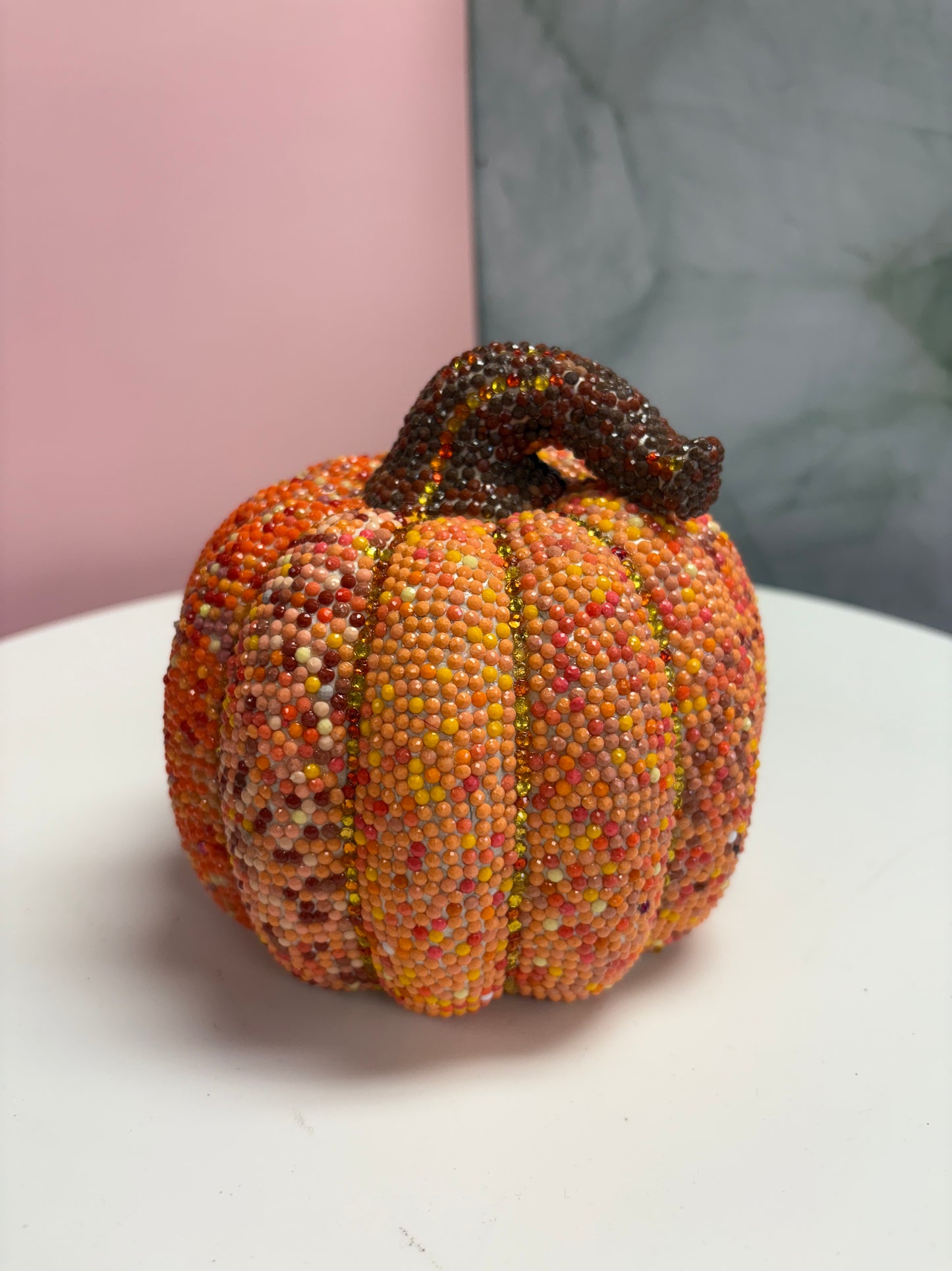 Sparkling Diamond Art Pumpkin – One-of-a-Kind Handmade Décor