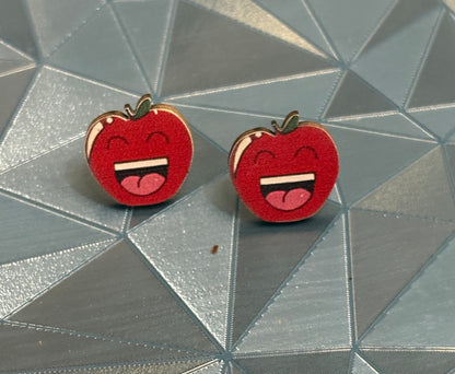 Laughing Apple Wooden Earrings – Playful & Fun Teacher-Inspired Studs