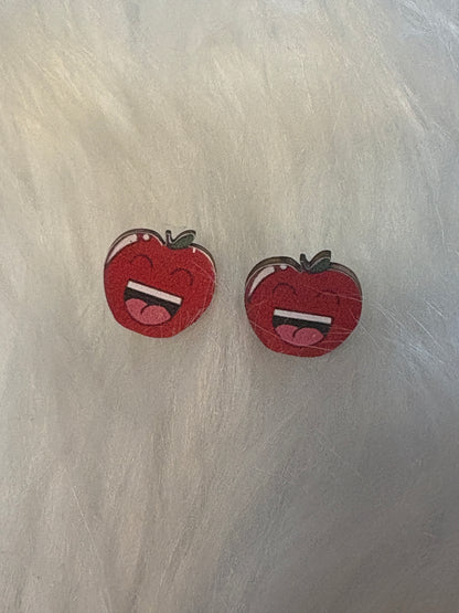 Laughing Apple Wooden Earrings – Playful & Fun Teacher-Inspired Studs
