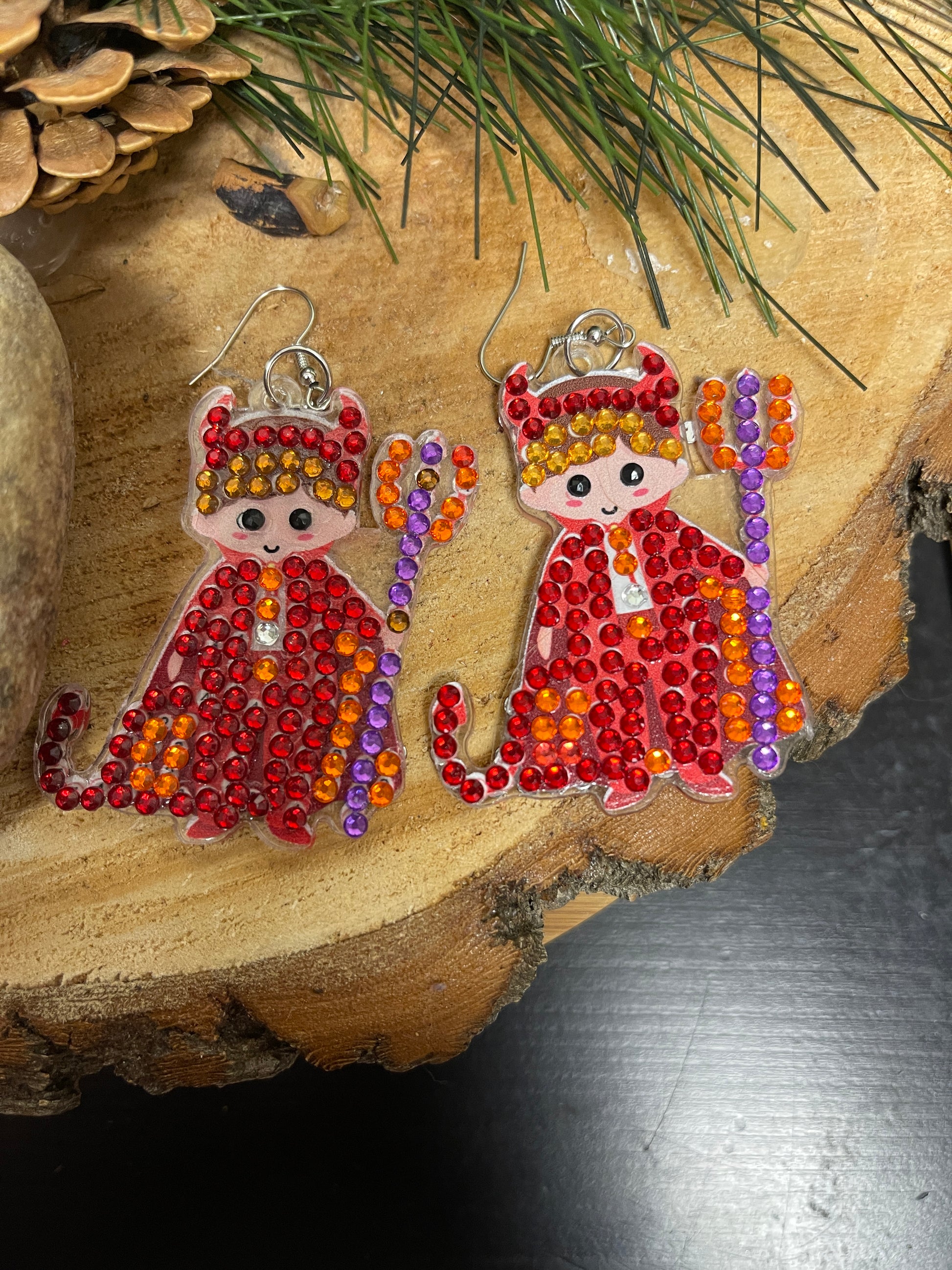 Halloween- Diamond Painting Little Devil  Wire Earrings-19Pink tiful of LOVE