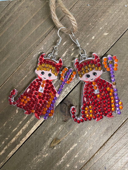 Halloween- Diamond Painting Little Devil  Wire Earrings-19Pink tiful of LOVE