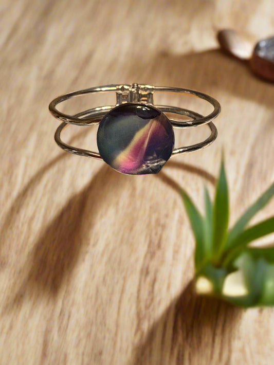 Aurora Lights Cabochon Silver Bracelet