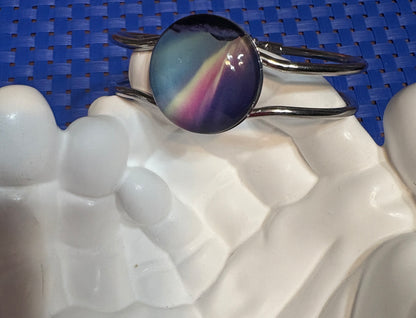 Aurora Lights Cabochon Silver Bracelet