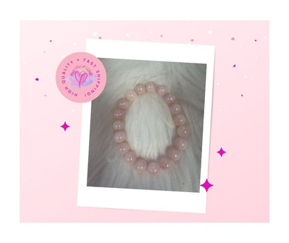 Rose Quartz Natural Gemstones Beaded Elastic Bracelet
