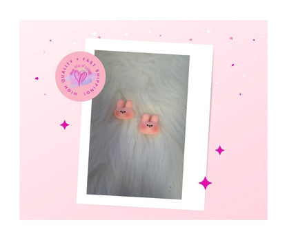 Adorable Pink Bunny Face Stud Earrings
