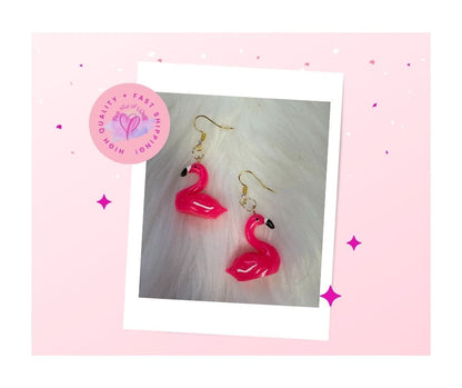Pink Flamingo Wire Earrings