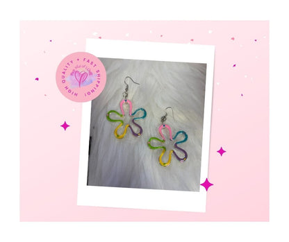 Retro Flower Charm Wire Earrings