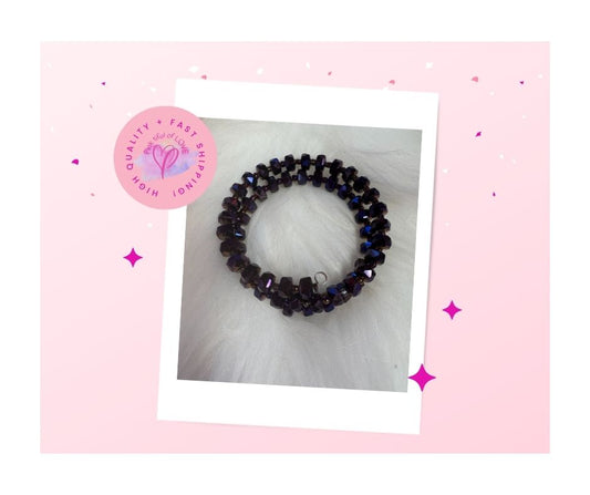 Purple and Oil Spill Beaded Coil Bracelet