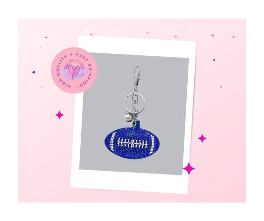 Bling Crystal Blue Football Key Chain