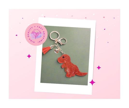 Bling Crystal Orange Dinosaur Key Chain