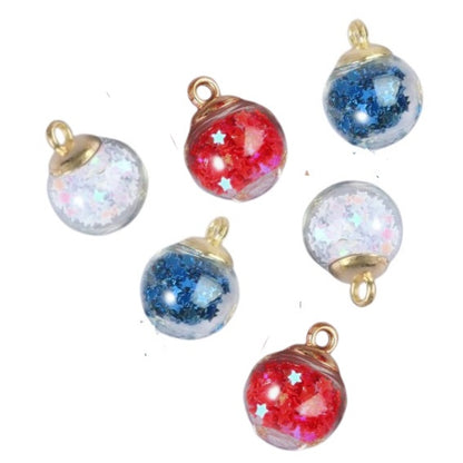 Bubble Ball charm Wire Earring- Red, White & Blue set of 3 prs