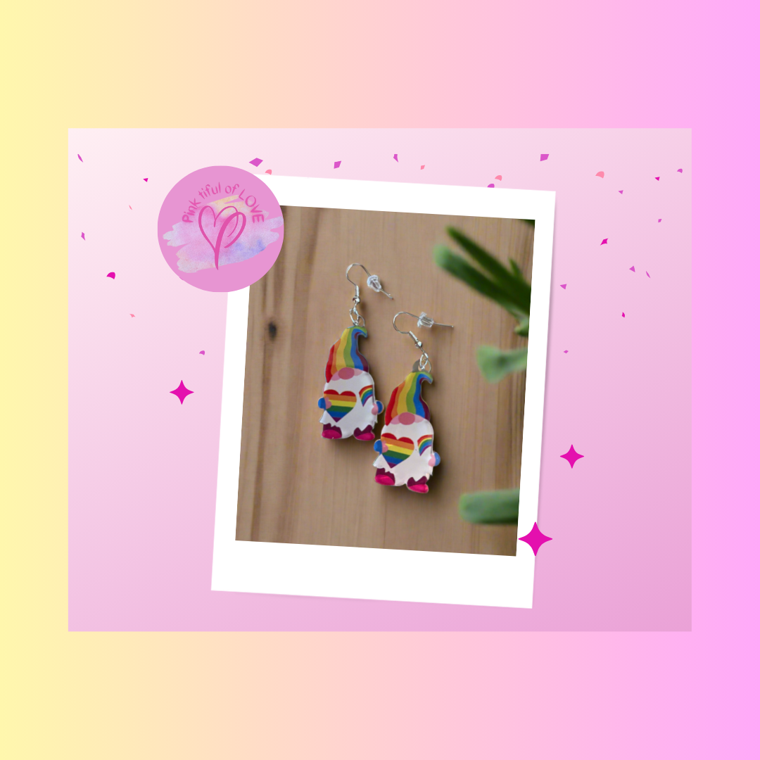 Rainbow Gnome Wire earringsPink tiful of LOVE