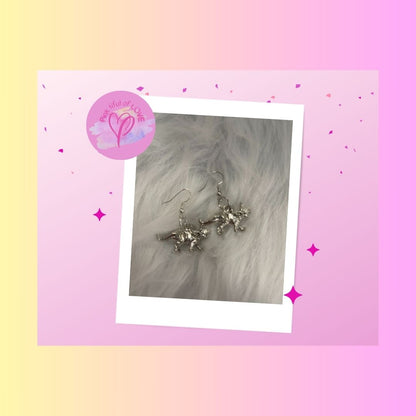 Triceratops 3D Silver Charm Wire EarringsPink tiful of LOVE
