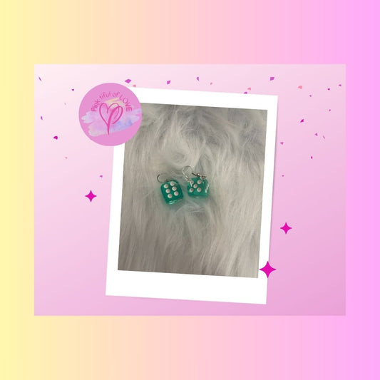 Dice-Green Translucent Wire EarringsPink tiful of LOVE