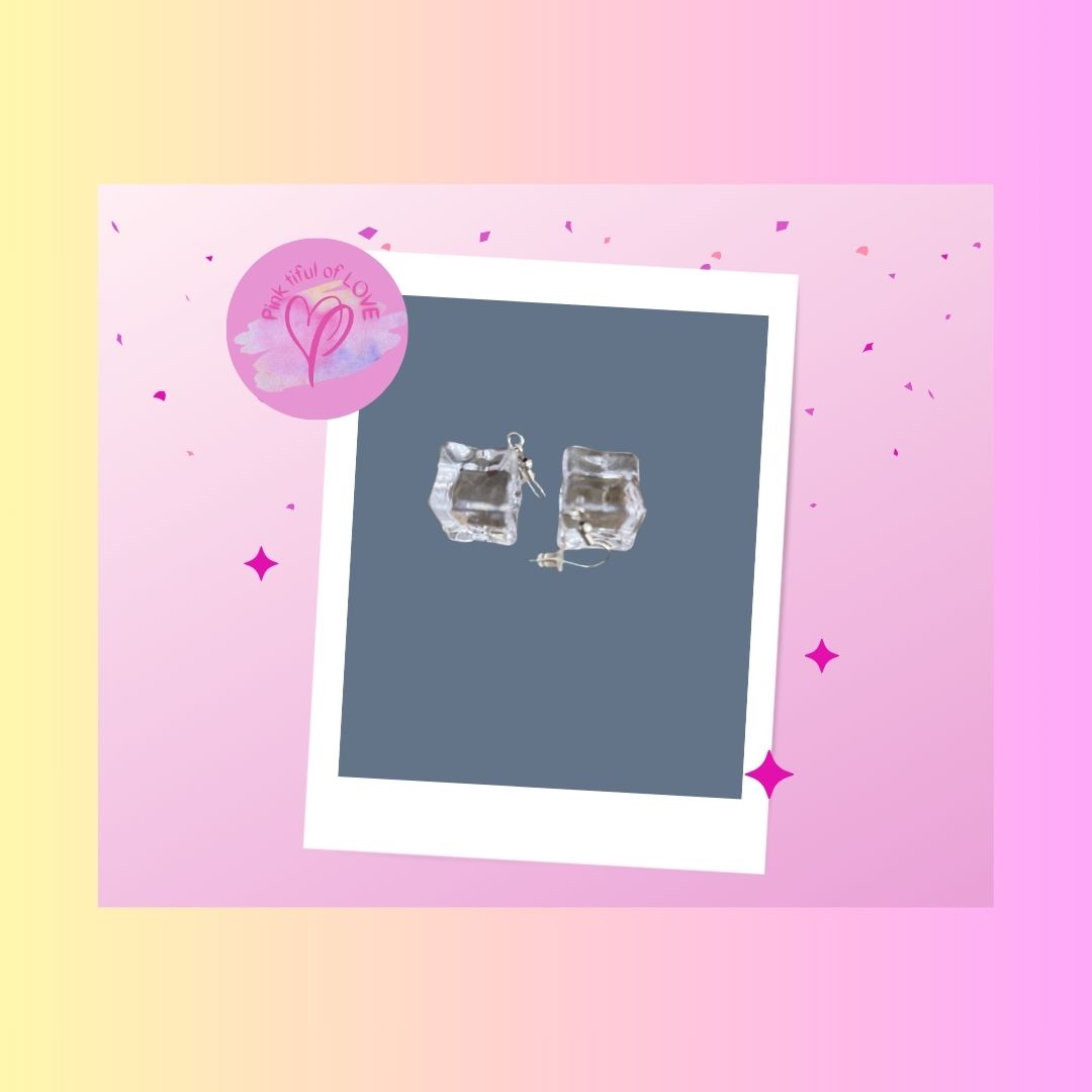 Ice Cube Wire EarringsPink tiful of LOVE